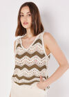 Chevron Crochet Vest Top, Stone, large