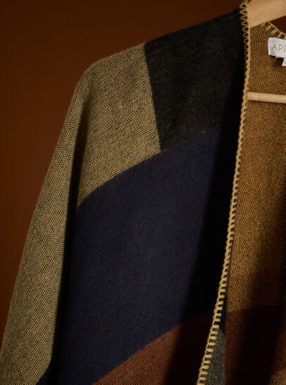 Colour Block Blanket Cape
