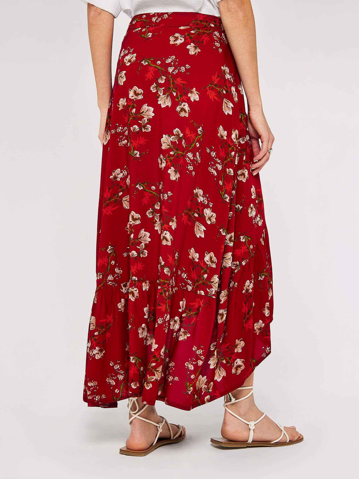 Blossom Ruffle Wrap Skirt Apricot Clothing