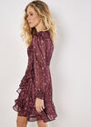 Constellation Ruffle Wrap Satin Mini Dress, Burgundy, large