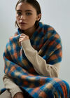 Gingham Check Soft Scarf, Blue, large