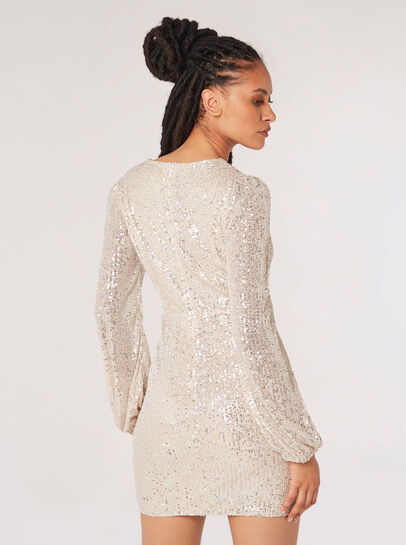 Sequin Wrap Bodycon Mini Dress