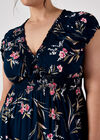 Watercolour Floral Smocked Maxi Dress, Navy, large