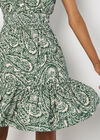 Paisley Milkmaid Mini Dress, Green, large