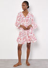 Floral Smocked Ruffle Mini Dress, Pink, large