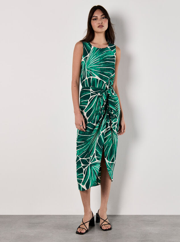 Abstract Shell Wrap Midi Skirt, Green, large