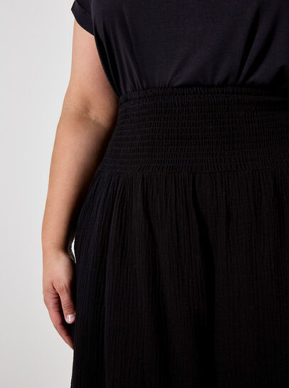 Smocked Waistband Palazzo Trousers