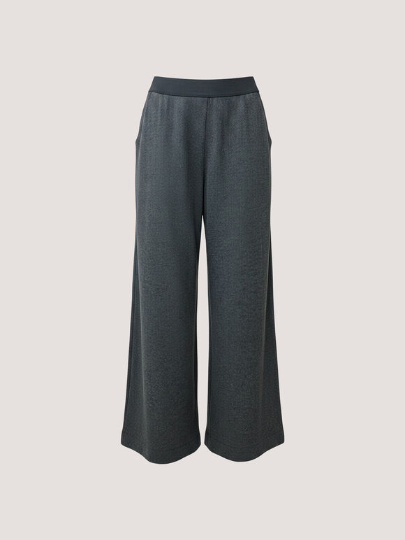 Herringbone Wide-Leg Trousers, Dark Grey/Charcoal, large