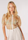 Floral Lace Pintuck Pleat Blouse, Cream, large