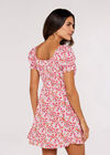 Ditsy Floral Milkmaid Mini Dress, Pink, large