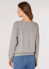 Metallic Sparkle Batwing Jumper, Grey, large