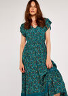 Floral Maxi Dress with Lace Detail, Green, large