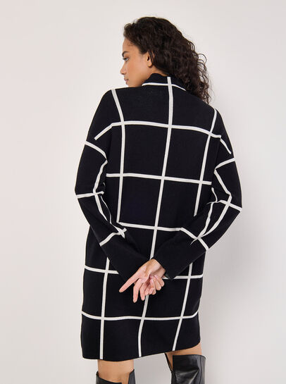Window Check Knitted Mini Dress