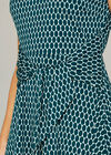 Egg Print Tie Front Cap Sleeve Dress, Green, large
