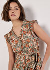 Ditsy Floral Ruffle Mini Dress, Khaki, large