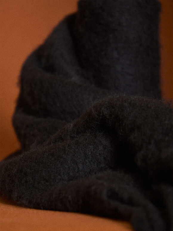Soft Boucle Knit Scarf, Black, large