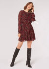 Animal Print Chiffon Mini Dress, Burgundy, large