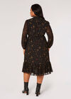 Curve Constellation Ruffle Midi Dress, Black, large
