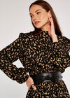 Brush Spot Dress, Black, large