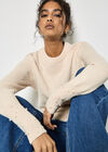Pearl Embellished Ribbed Knit Jumper, Stone, large