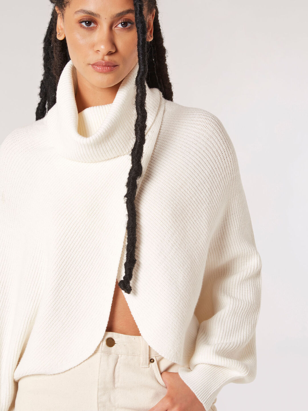Image of Cowl Neck Ribbed Wrap Jumper