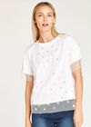 Metallic Mesh Layer Tee, White, large