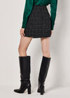 Tweed A-Line Mini Skirt, Black, large