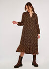 Ditsy Midi Dress, Black, large