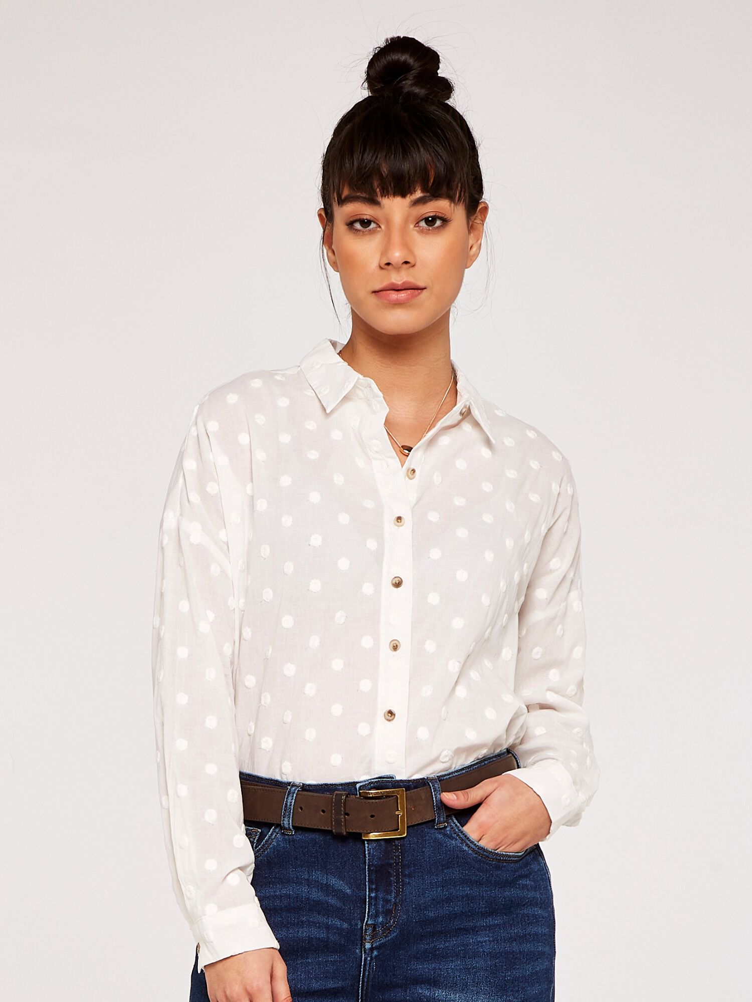 Oversized polka dot shirt hot sale