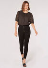 Foil Spot Pintuck Blouse, Black, large