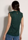 Lace Scallop Hem Blouse, Green, large
