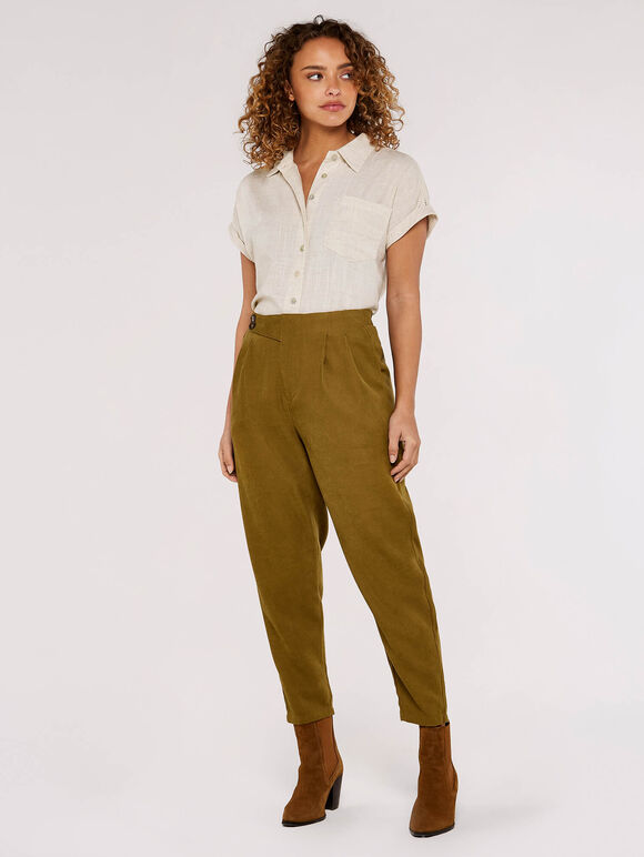 Twill Two Button Trousers, Khaki, large