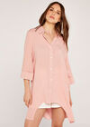 Longline Curved Hem Shirt, Pink, large