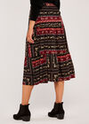 Scarf Print Skirt, Burgundy, large