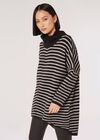 Stripe Knitted Longline Jumper, Black, large