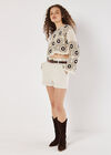 Crochet Pentagon Crop Top, Brown, large