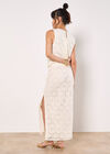 Crochet Lace Side Split Maxi Skirt, White, large