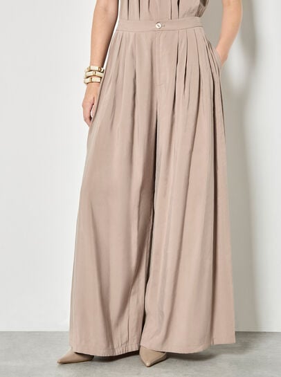 Soft Pleat Wide-Leg Trousers