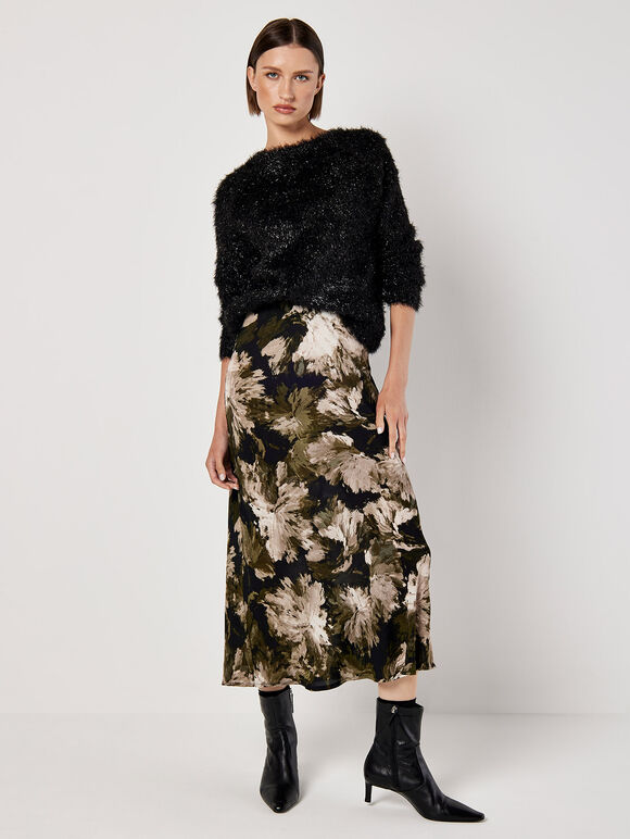 Soft Tinsel Shimmer Jumper, Black, large