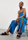 Cotton Wrap Bandeau Jumpsuit, Blue, large