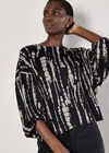 Tie Dye Stripe Top, Black, large