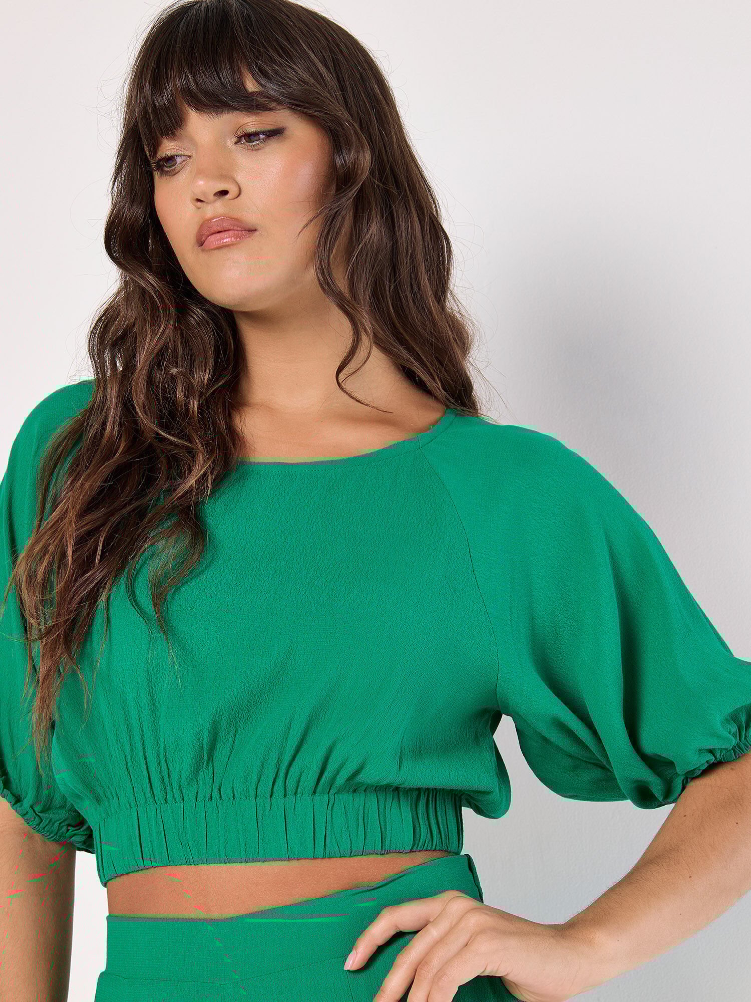 Long puff sleeve crop top clearance