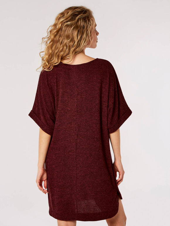 Soft Touch Batwing Mini Dress , Burgundy, large