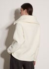 Funnel Neck Teddy Borg Fleece Jumper, White, large