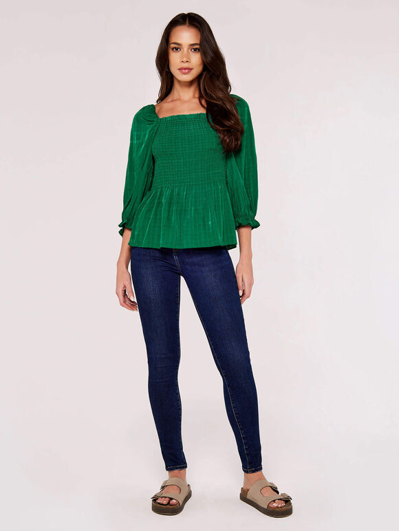 Self Check Smock Top, Green, large