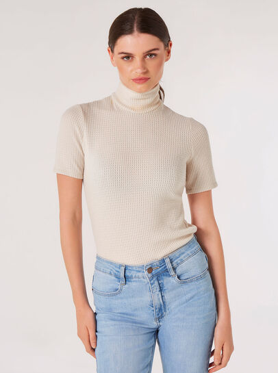 Roll Neck Waffle T-Shirt