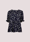 Ditsy Tiered Top, Navy, large