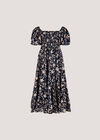 Sarasa Floral Tiered Midi Dress, Navy, large