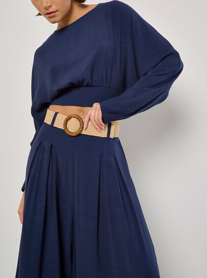 Pleated Palazzo Trousers With Belt