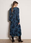 Floral Crepe Midi Dress, Teal, large